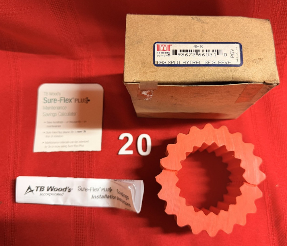 Tb Woods 6Hs Sure-Flex Sleeve Coupling Insert, 6Hs, Hytrel #20
