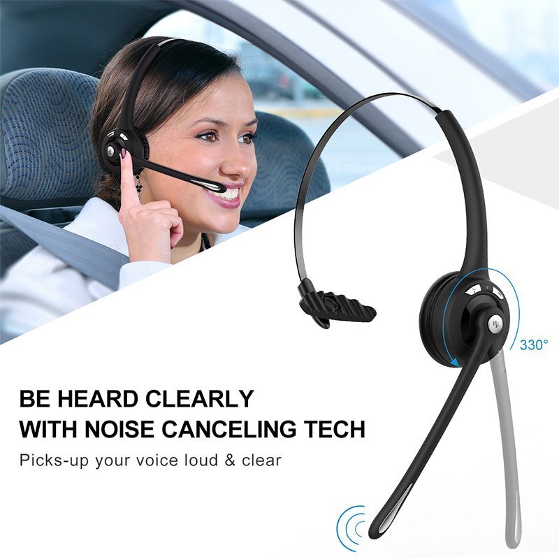Wireless Bluetooth Headset Headphone Stereo Noise Cancelling With Mic For PC