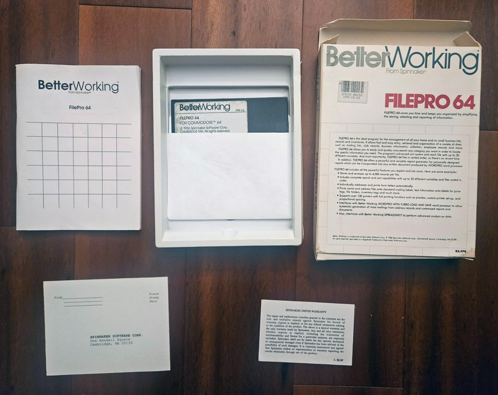 Better Working Spreadsheet Software by Spinnaker Commodore 64/128, Untested