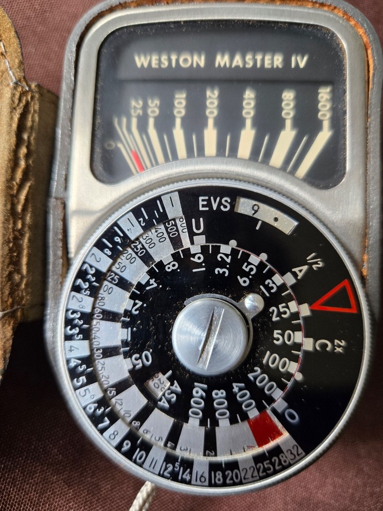 Weston Master IV Exposure Light Meter Model 745 W/ Grey Leather Case Untested