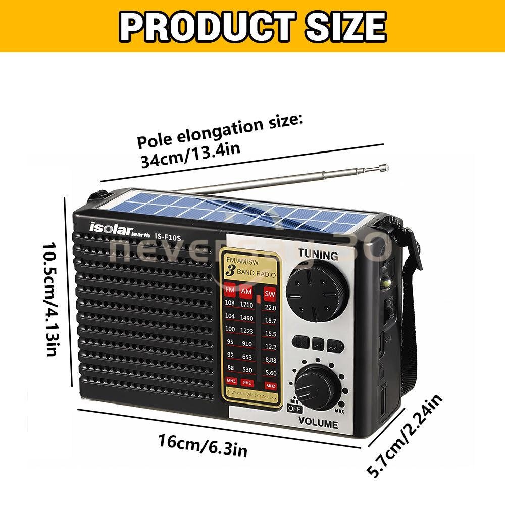 Solar Portable FM/AM SW Radio Digital Bluetooth Speaker MP3 Player Rechargeable