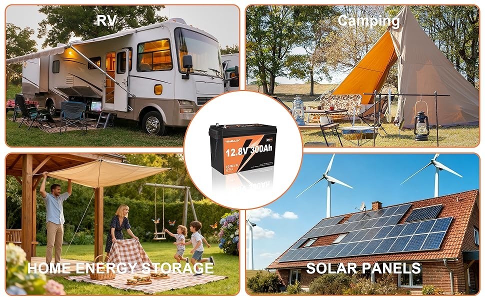 12V 300Ah (280Ah) LiFePO4 Battery With 200A BMS 3840Wh for RV Camping Off-Grid