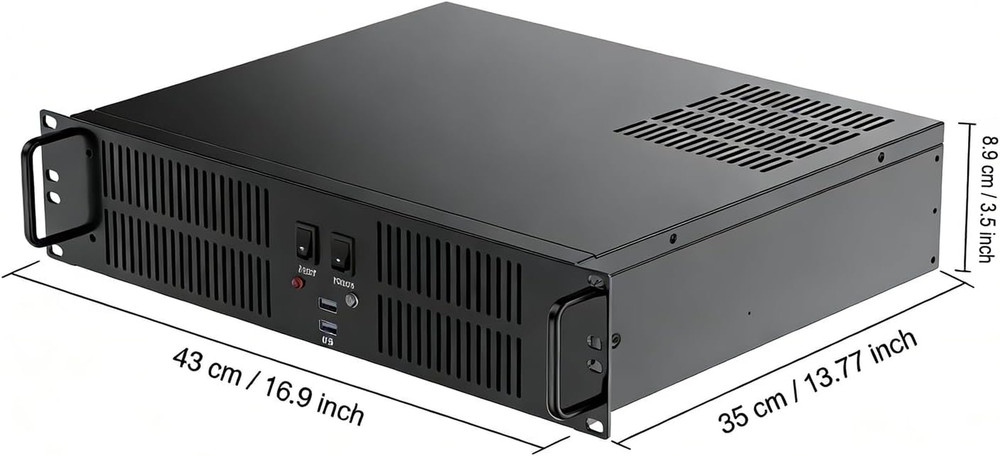 Compact 2U Micro ATX Rackmount Chassis for 3 HDDs & 1 SSD, USB Supported