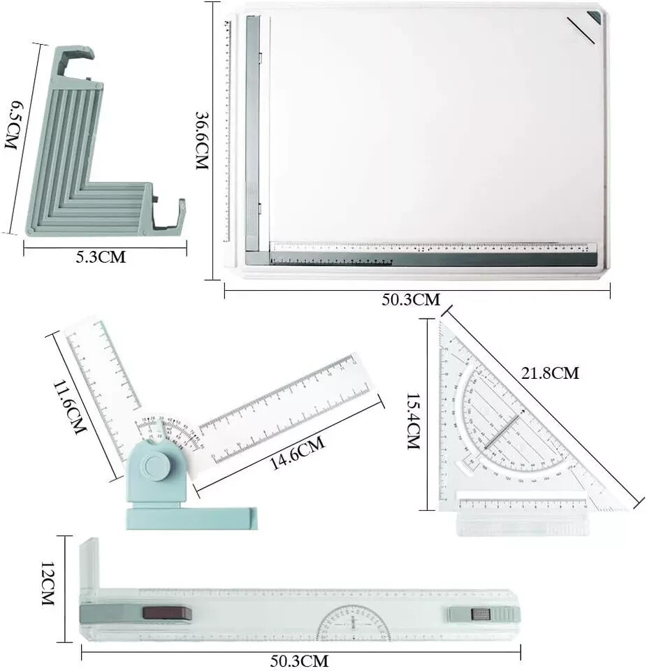 JILoffice A3 Drawing Board, Lightweight Multi-Funtion Drafting Table White