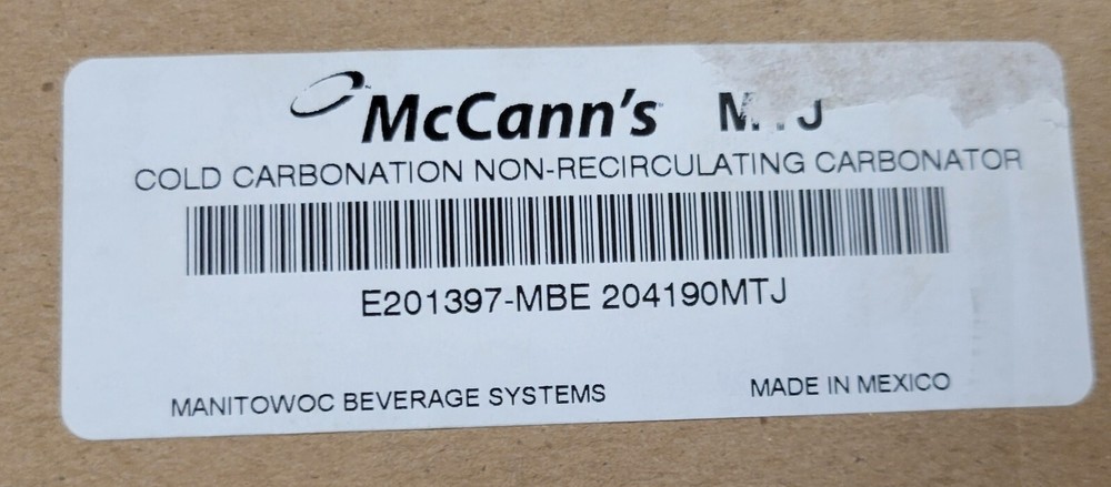 New McCann's Multiplex Carbonator Cold Non-Recirculating E201397-MBE