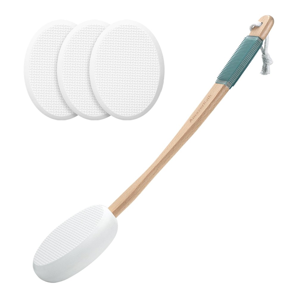 AmazerBath Lotion Applicator for Back, Feet, 4 Replacement 4 Piece Set, White