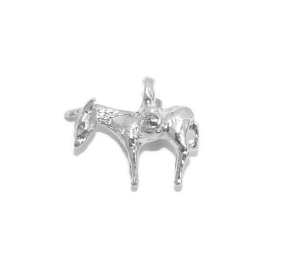 Tiny Donkey Pendant Charm .925 Sterling Silver