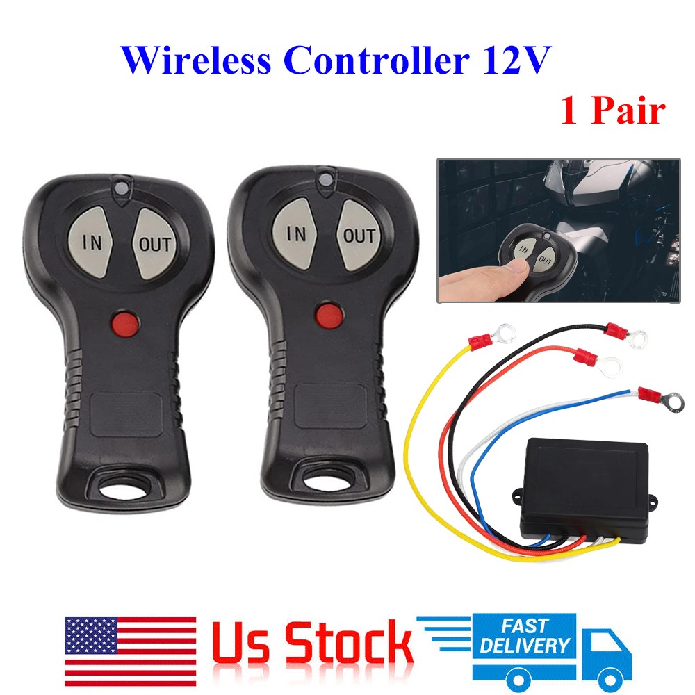 12V Wireless Winch Remote Control Switch Receiver Kit Universal for Truck  1Pair