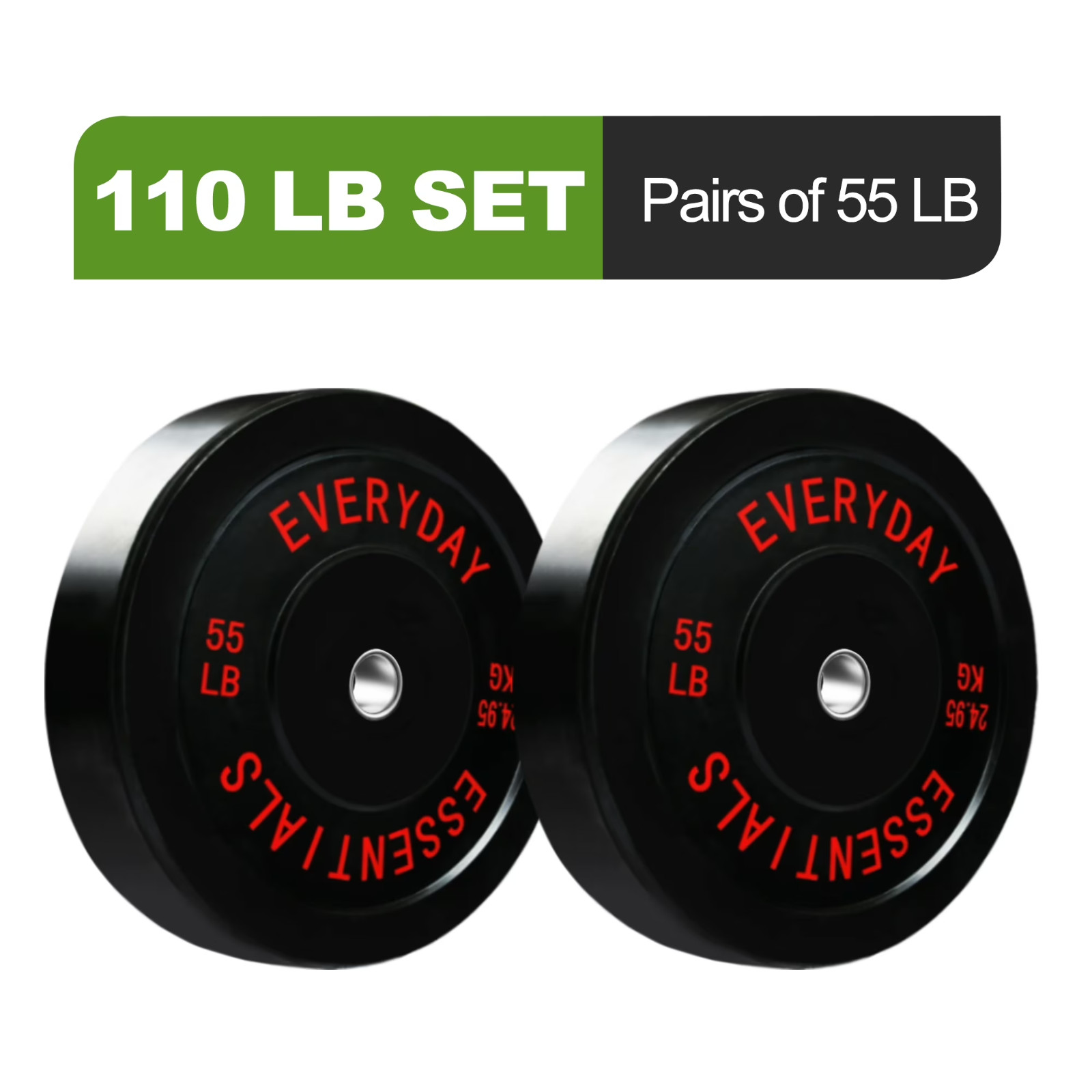 55lb Bumper Plates Pair Olympic 2" Rubber Weight Plates w/ Steel Hub