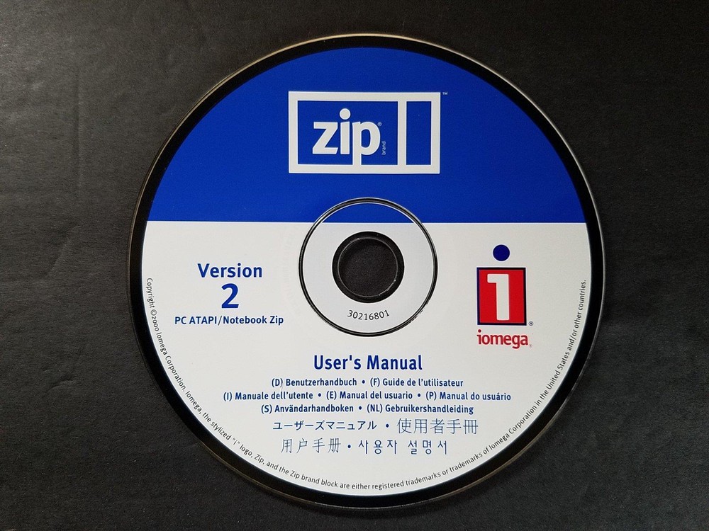 Iomega User's Manual on CD For Iomega Zip Drive PC ATAPI Notebook Zip - CD Only