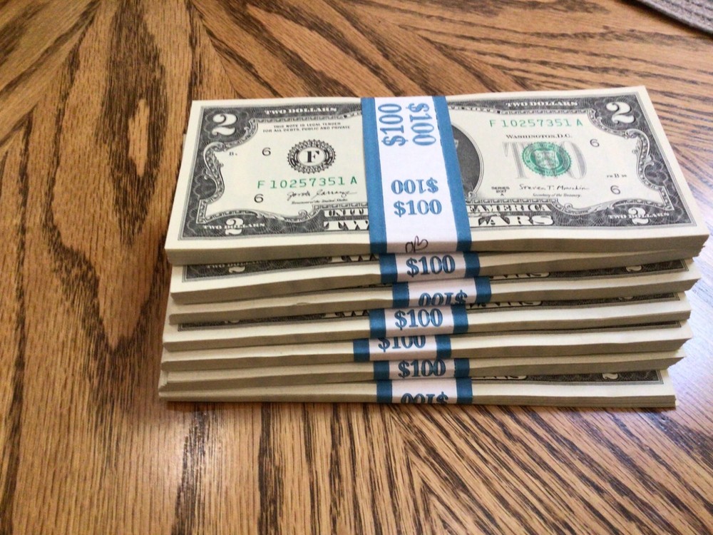 5 ($2 BILLS) TWO DOLLAR BILLS UNCIRCULATED SEQUENTIAL