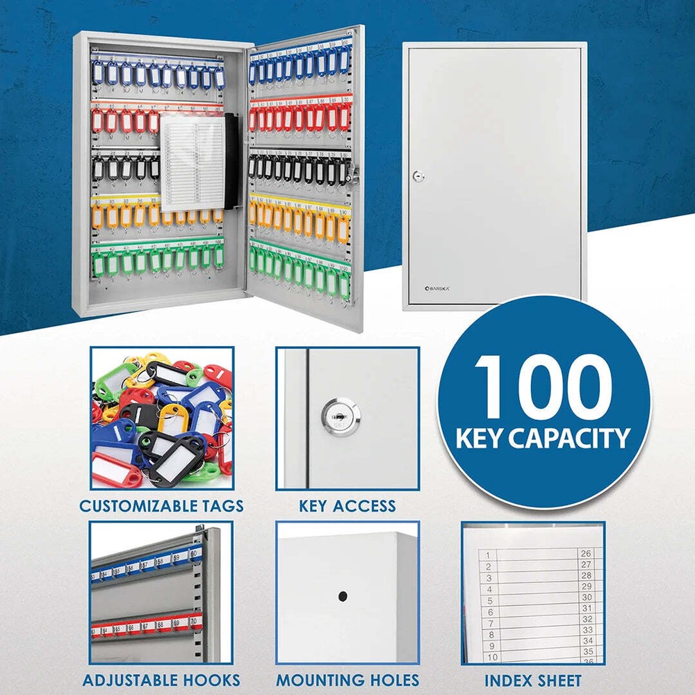 Barska 100 Key Safe Storage Box Wall Mount Cabinet CB12956