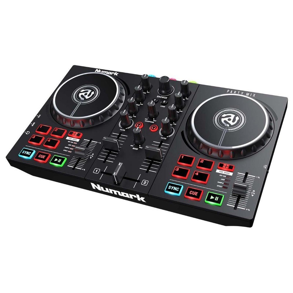 Numark Party Mix II Built-In Light Show DJ Controller with Backpack