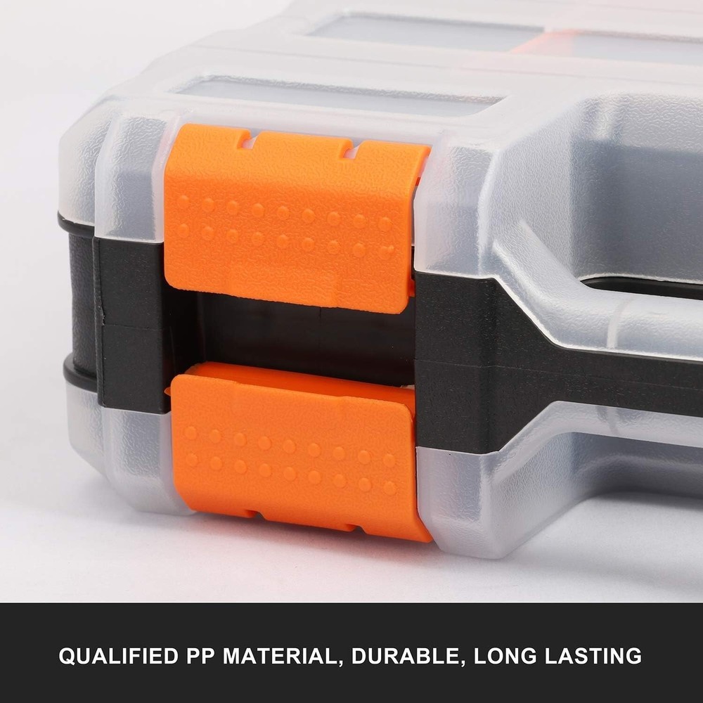 Impact-Resistant Tool Storage Box with Customizable Dividers, 34 Compartments