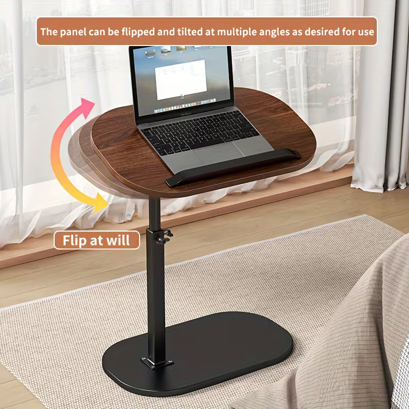 Adjustable Rolling Laptop Desk Table Mobile Foldable Computer Stand for Bed Sofa