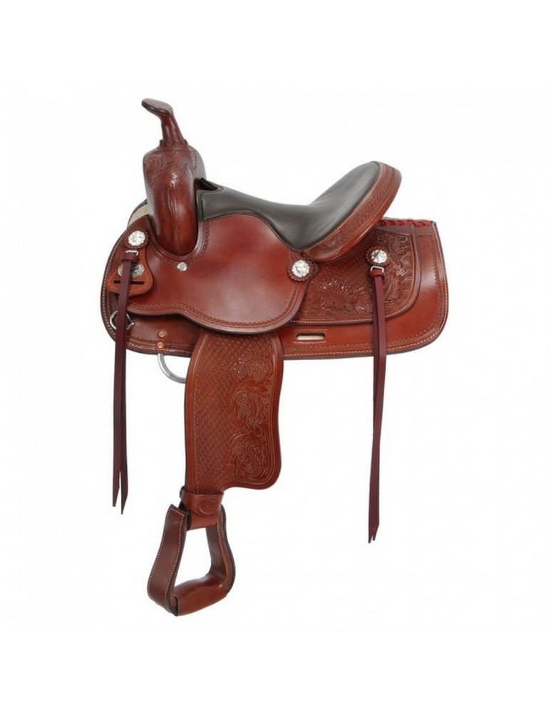 Tough 1 Western Saddle Deep Tooling Strings 14" Medium Tan RK92