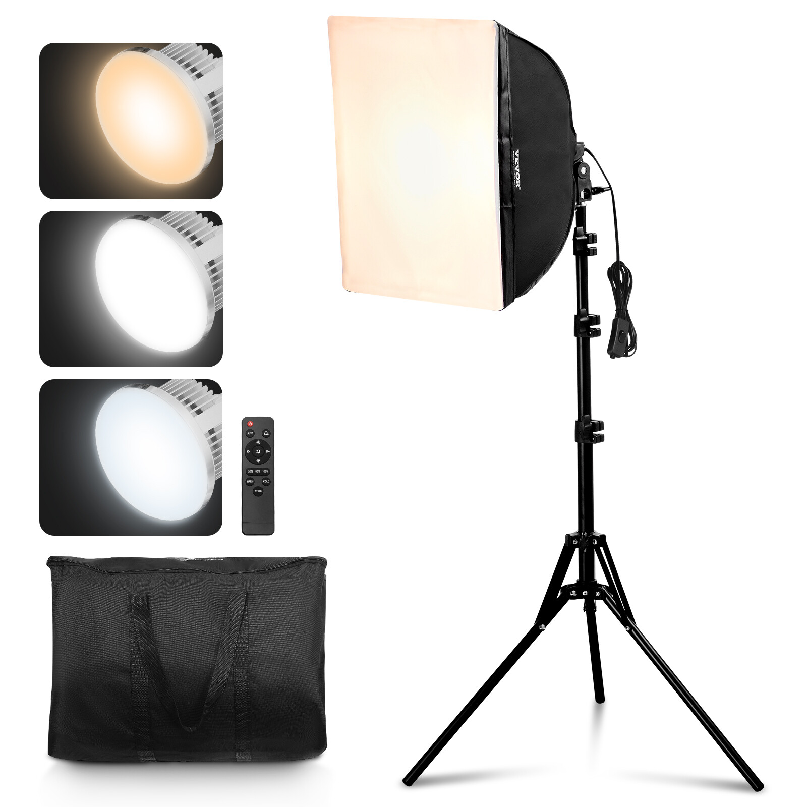 Softbox Lighting Kit 16 in x 16 in 3000-6500K Adjustable for Photography