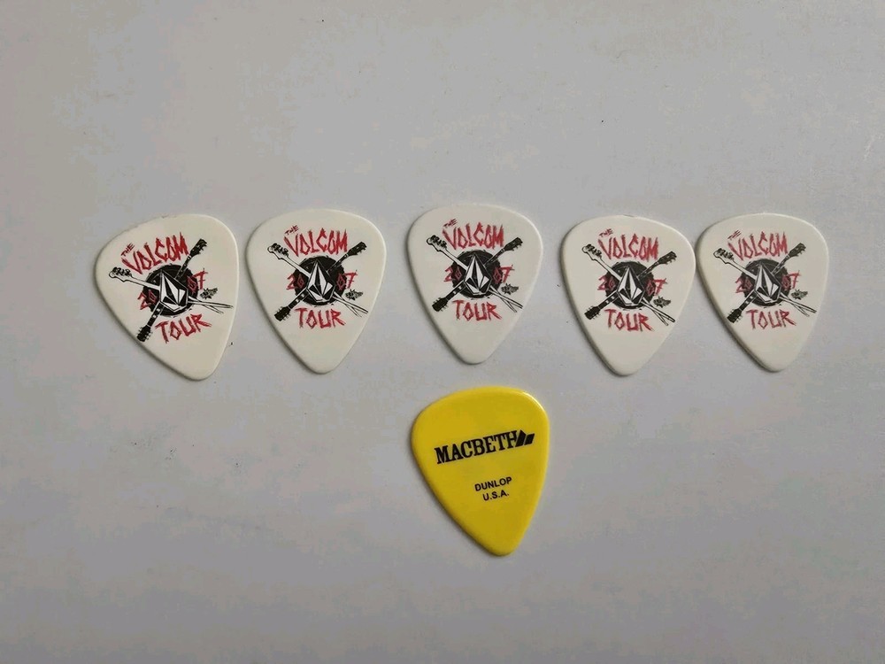 6 - 2000's Volcom Tour Mcbeth Dunlop Strings Guitar White Yellow Picks Lot