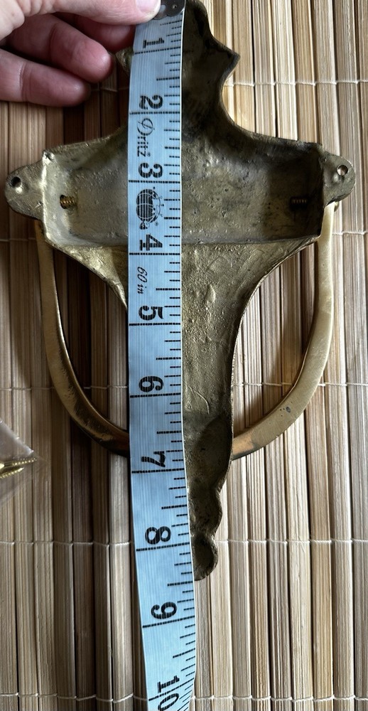 Vintage Solid Brass Entry Door Knocker Engravable ? 8.5” x 5” Classic Shield