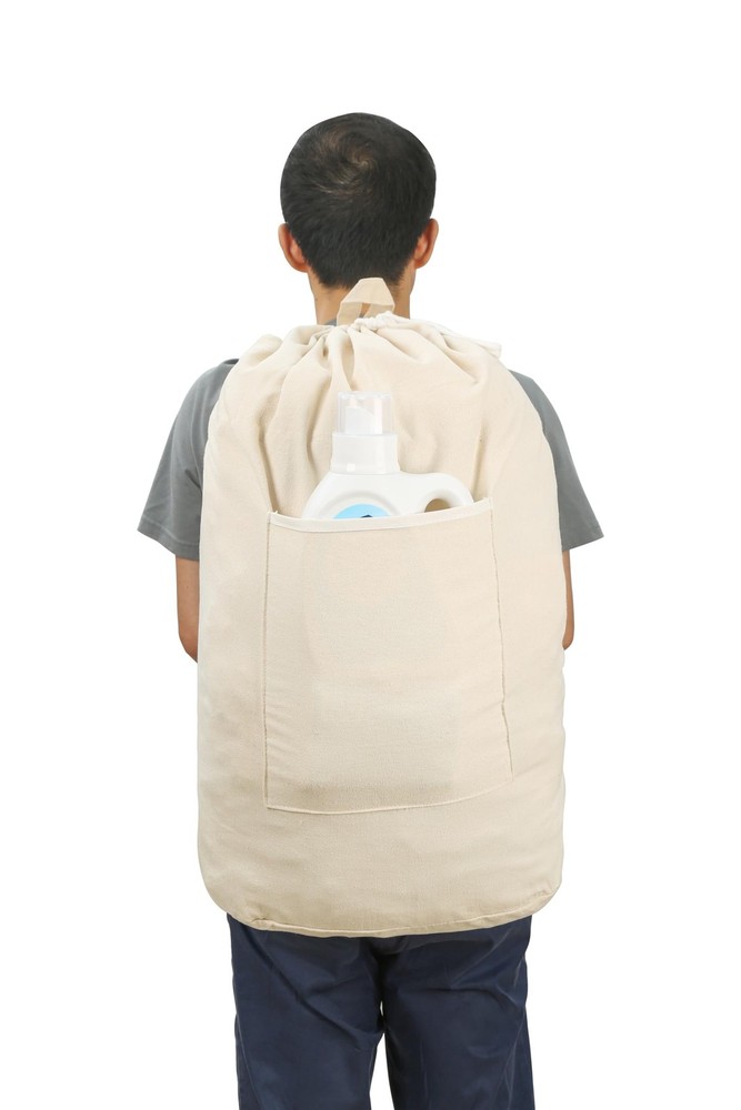 Canvas Laundry bag, Washable Laundry backpack, Adjustable Straps, Large Front...
