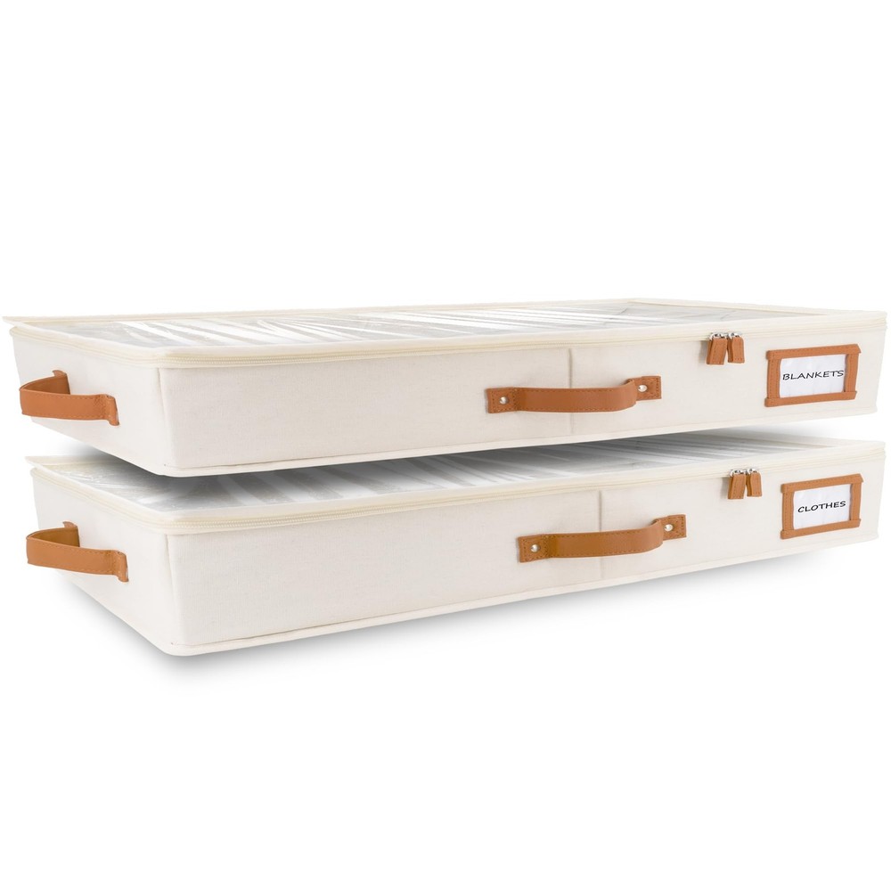 2pc Low Profile Under Bed Storage Containers, Thin Under Couch Storage Organi...