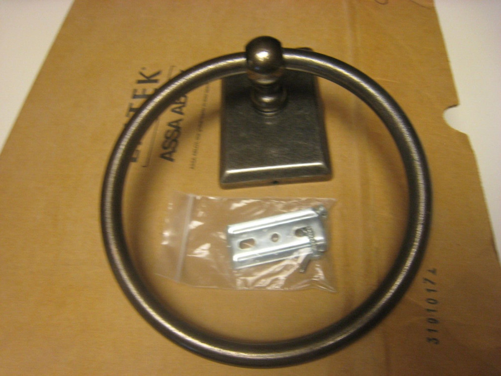 Modern Towel Ring,  Weathered Iron Rectangle Rosette Brand UNKNOWN