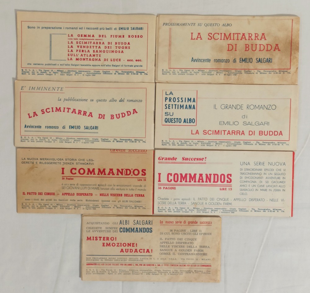 ALBI SALGARI strip 3/10-1 sequence Ed. E.G.L.A. 1949!!