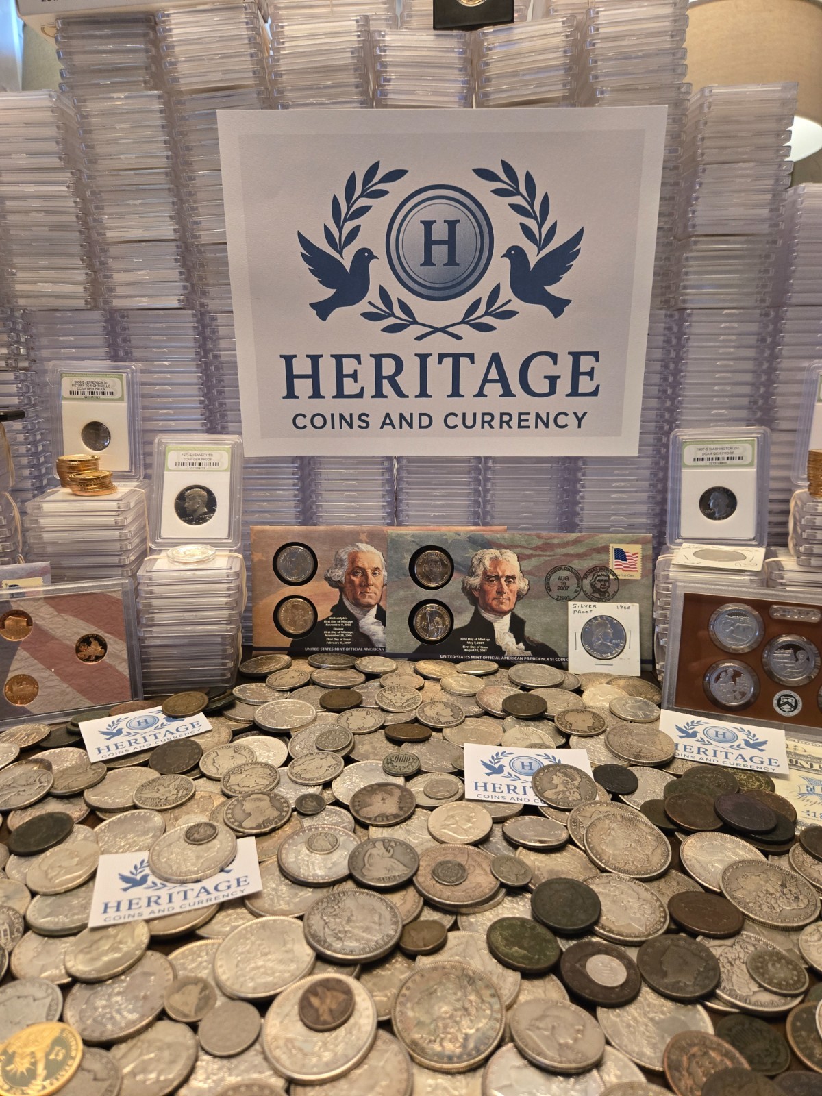 ESTATE SALE, OLD COINS, GOLD, .999 SILVER BARS, BULLION, RARE U.S. BILLS, PROOFS