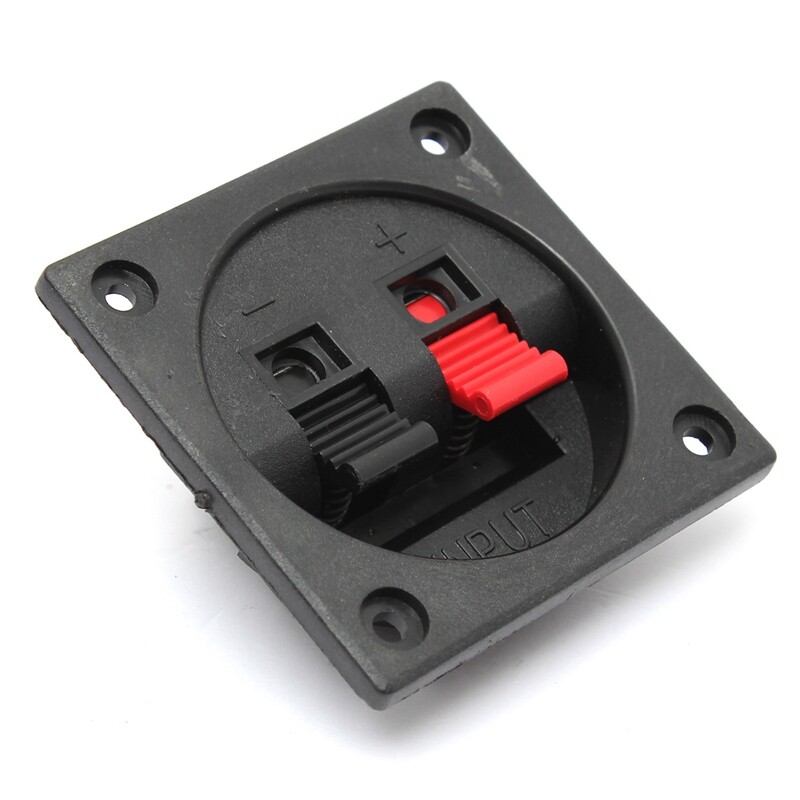 2PCS Subwoofer 2Wire Way Square Speaker Box Sub Push Spring Terminal Connector