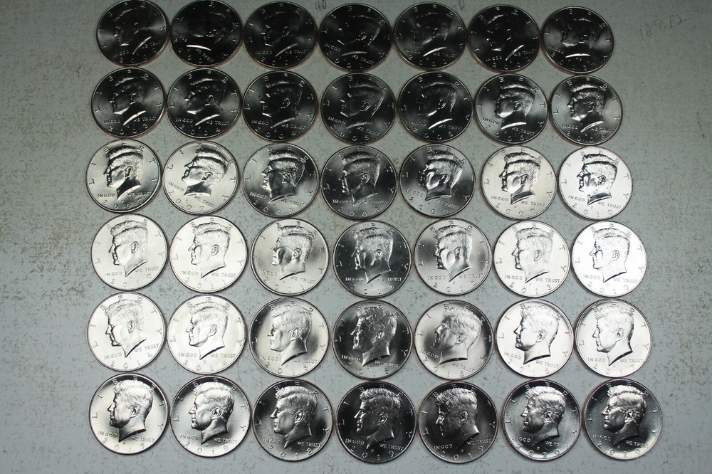 2000 - 2020 P&D Kennedy Half Dollar. Gem Brilliant Uncirculated  Mint Roll Set