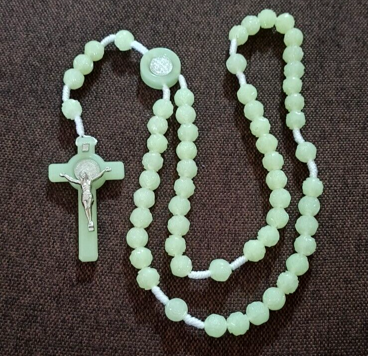 Rosary Luminous Phosphorous Hand Made Jerusalem Saint Benedict Glow in the Dark