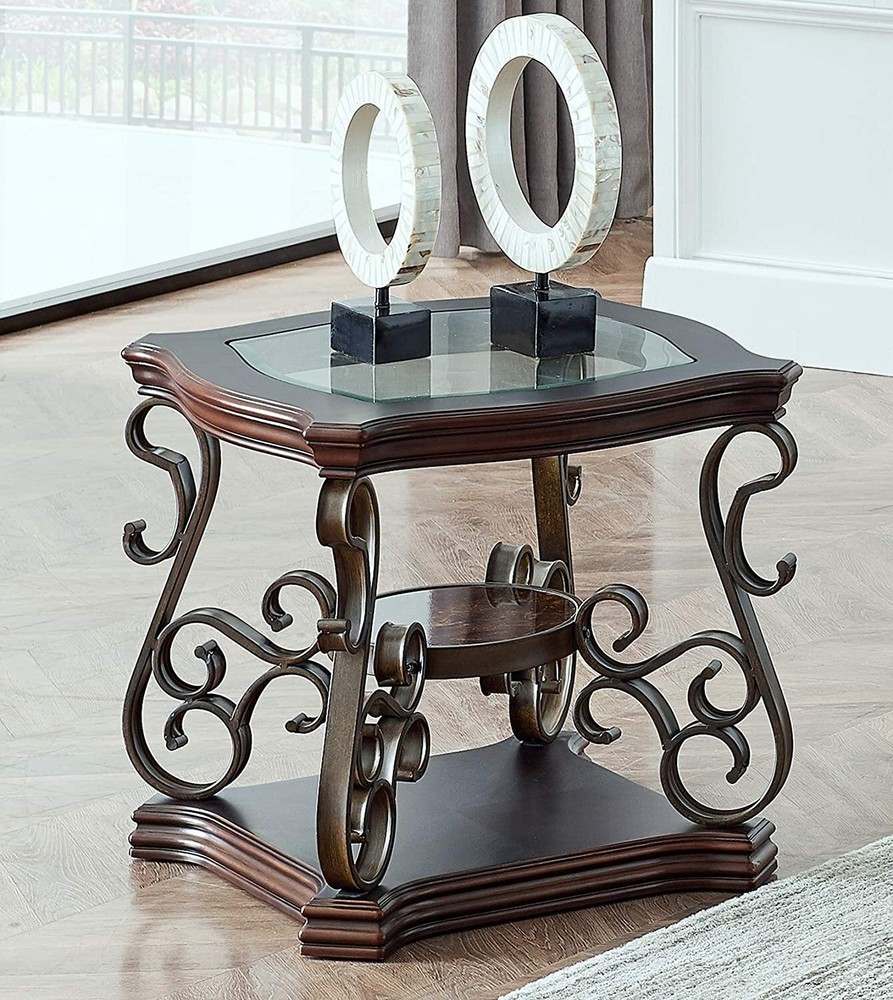 Console Table Glass Table Top Sofa Table End Table w/ Storage Shelf Living Room