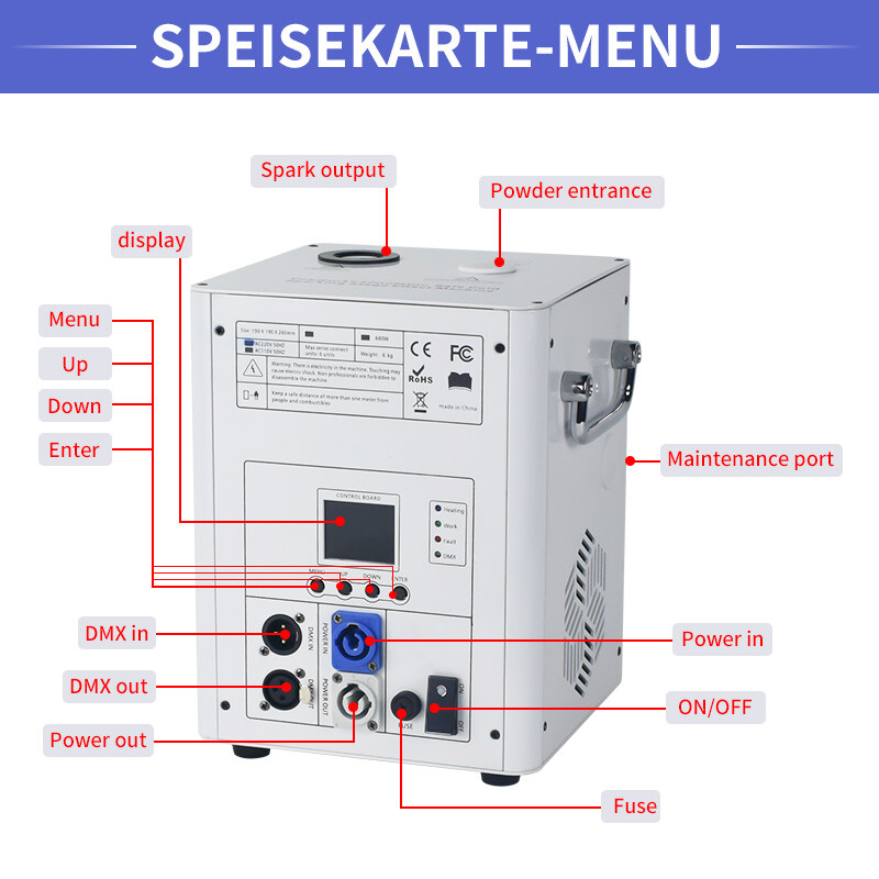 2Pcs Cold Spark Machine 750W Firework Machine DMX512 DJ Stage Effect with Handle