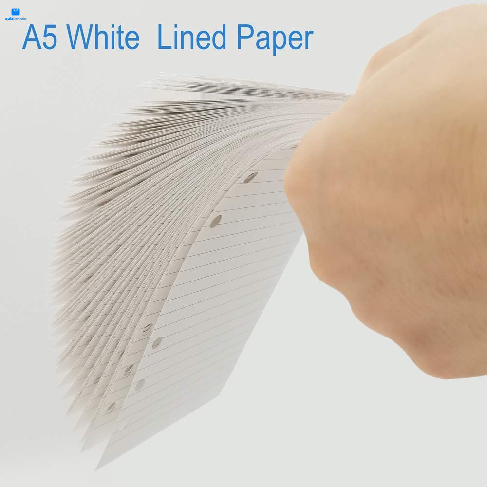 A5 Lined Paper, Refills for Filofax Planner, Organizer, 100 Sheets, White