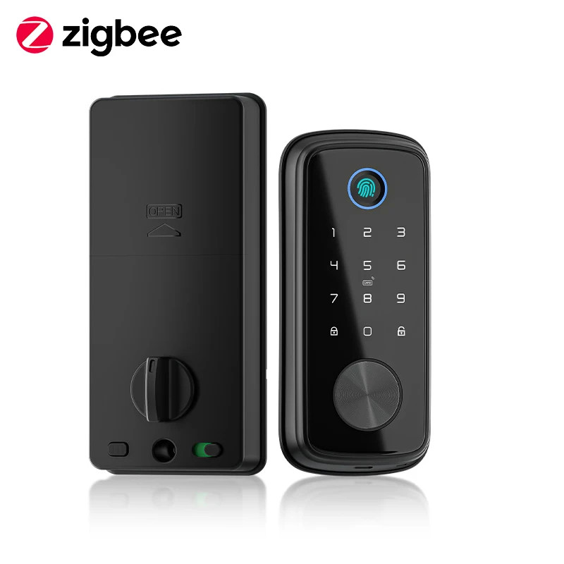 Zigbee Smart Deadbolt Lock Front Door Biometric Fingerprint Keyless Keypad Entry