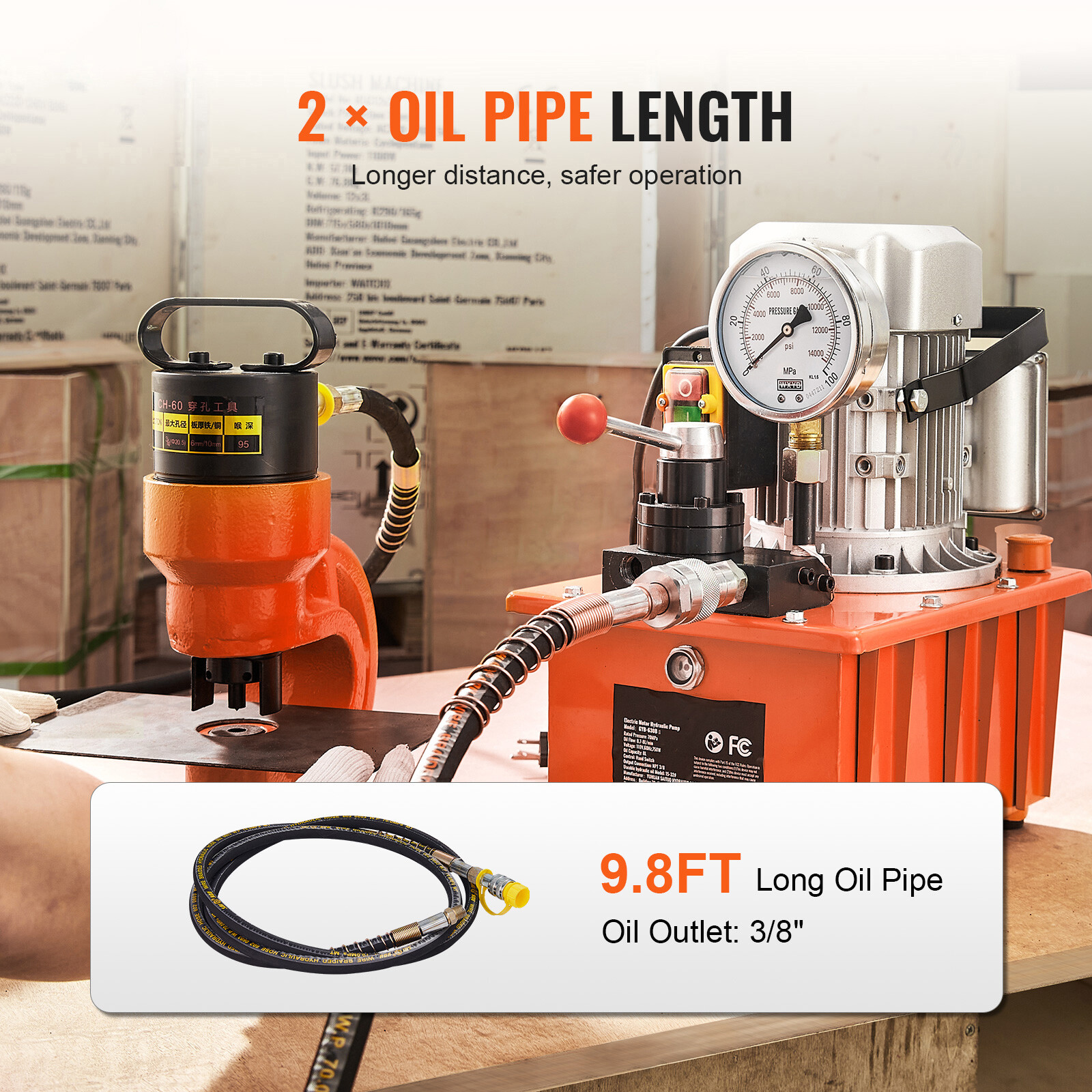 Electric Hydraulic Pump Double Acting Oil Pump 10000 PSI 8L Manual Valve