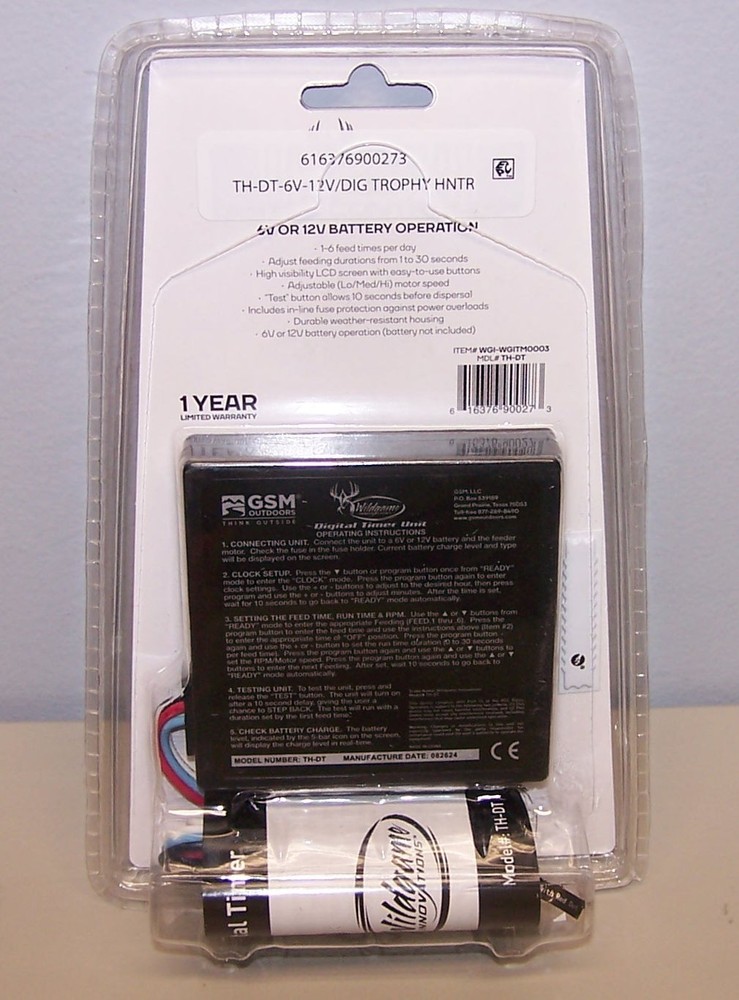 Wildgame Innovations Premier Digital Game Feeder Timer Controller 6V/12V TH-DT