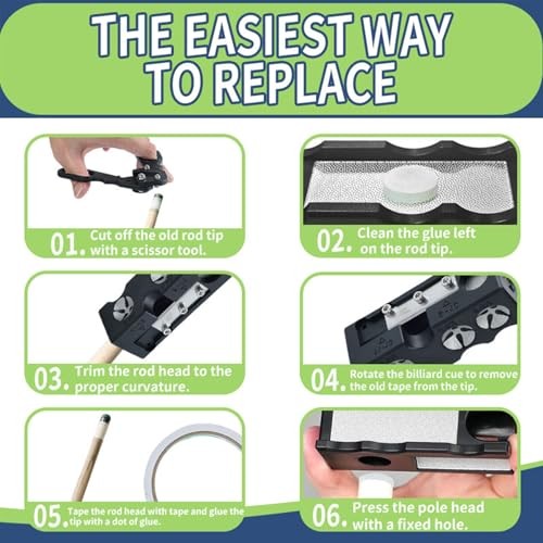 Pool Cue Tip Shaper, 10-in-1 Pool Cue Tips Replacement Kit, Pool Cue Tips