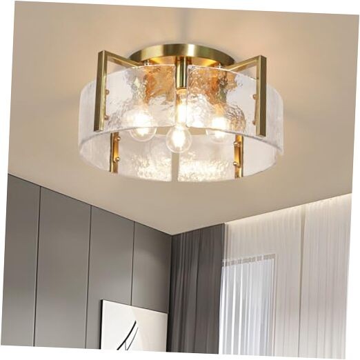 Gold Flush Mount Ceiling Light, 17.7'' Modern Ceiling Lights Gold,4-light