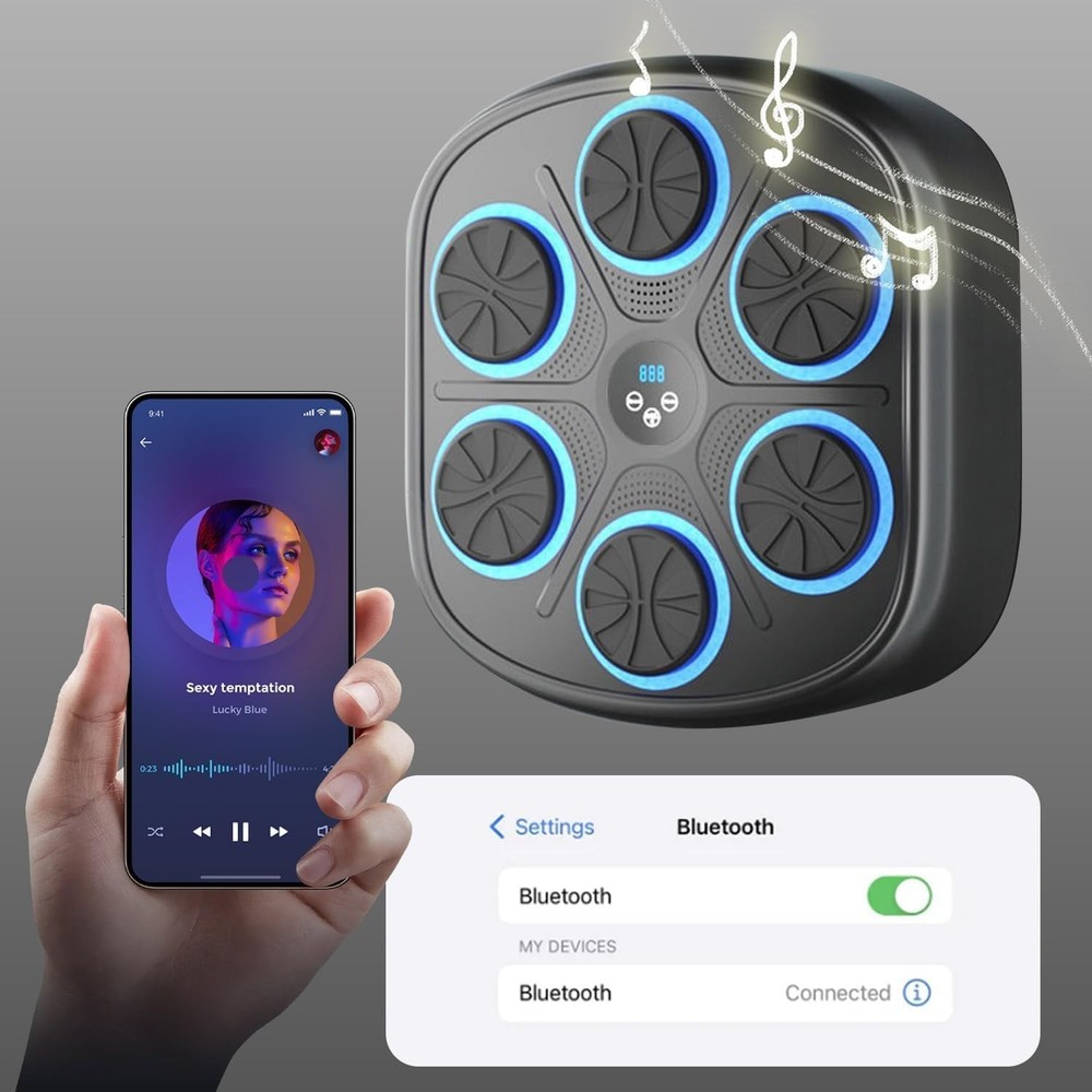 Music Boxing Machine with Boxing Gloves, Wall Mounted, Bluetooth Compatible