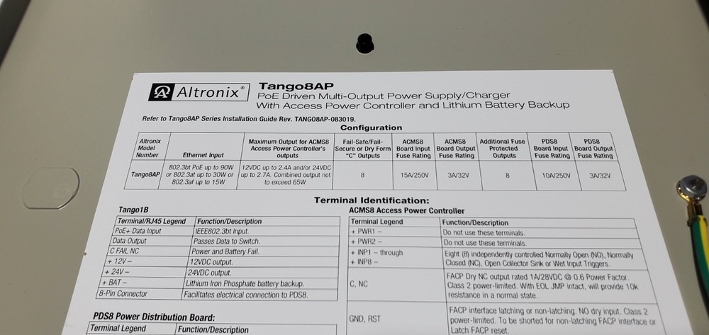 Altronix TANGO8AP PoE DRIVEN MULTI-OUTPUT POWER SUPPLY W/ ACCESS CONTROLLER