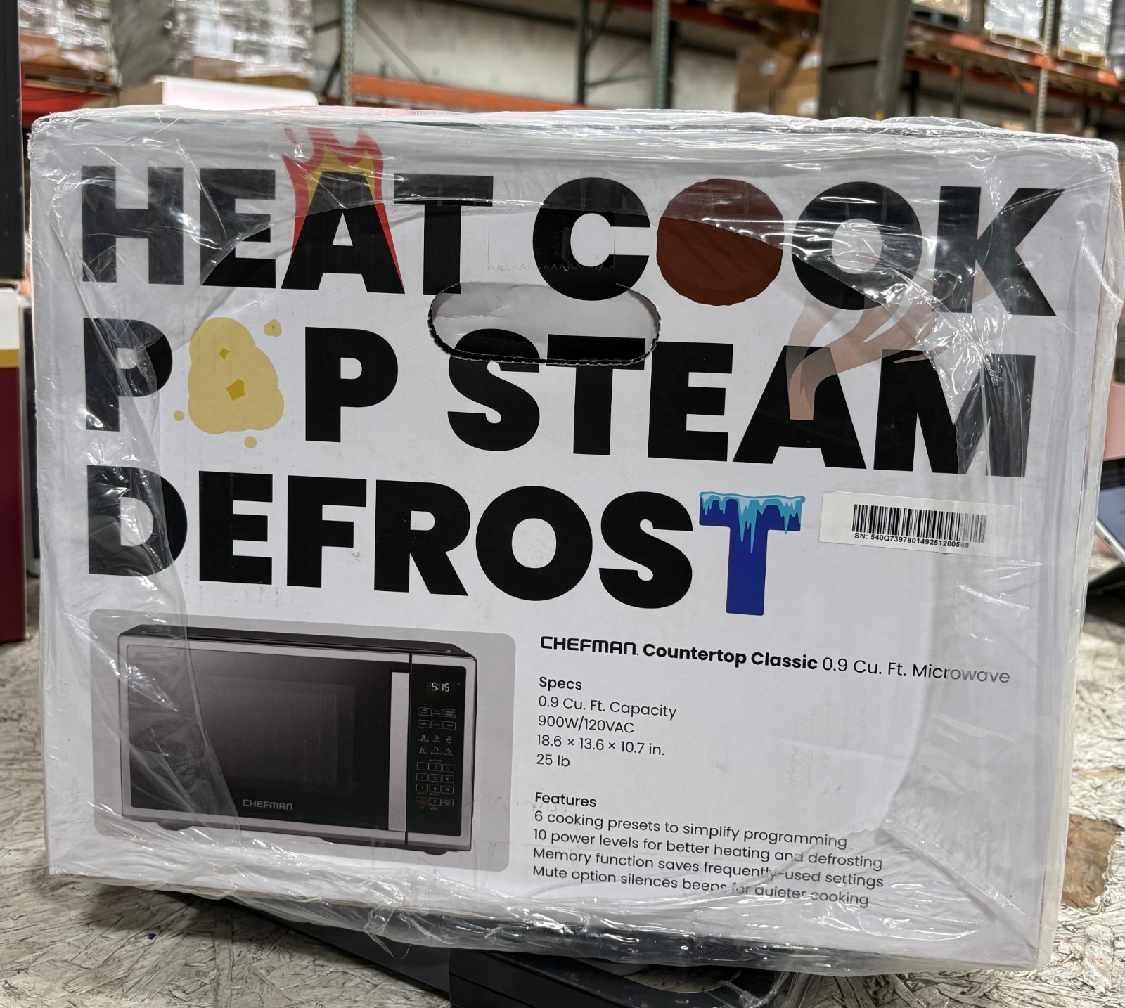 Chefman Countertop 0.9 Cu Ft Microwave (ONE OF THE BOXES IS DAMAGED)