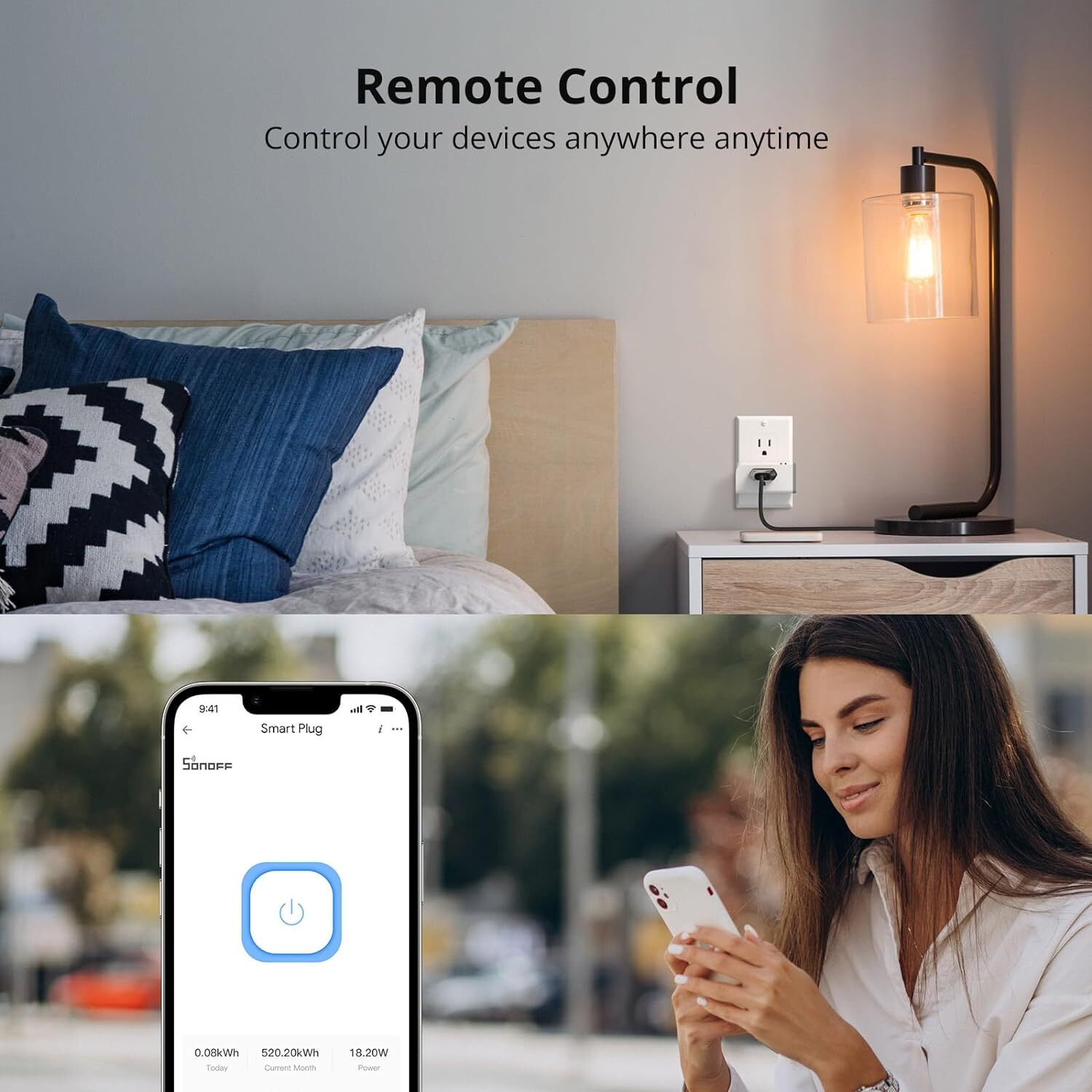 4Packs SONOFF S31 WIFI Smart Plug with Energy Monitoring,15A Smart Outlet Socket