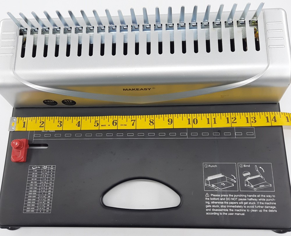 MAKEASY Comb Binding Machine 21 Hole 450 Sheet Paper Punch Binder/Binding Rings