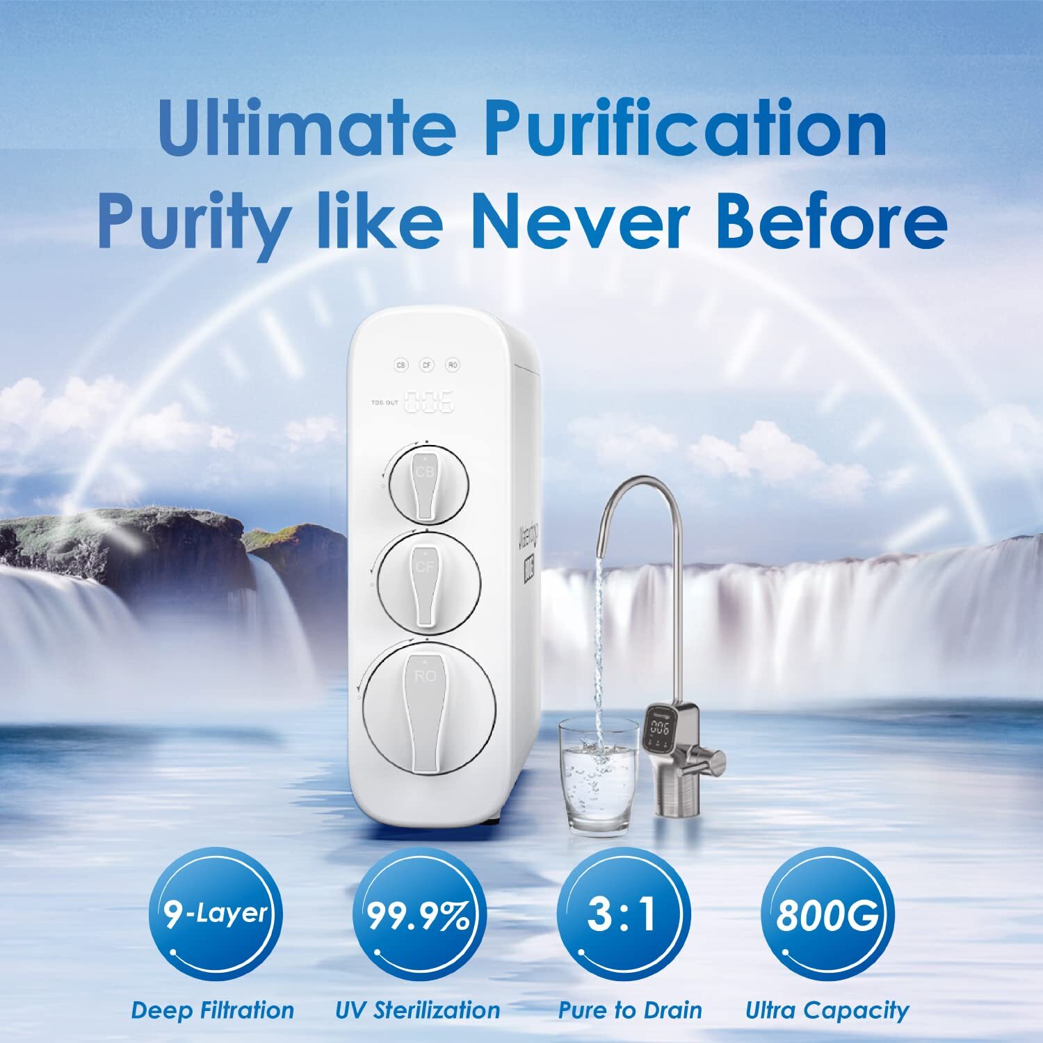 Waterdrop G3P800 Reverse Osmosis System,Tankless, With UV-Certified Refurbished