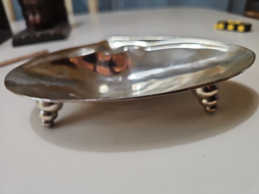 CLAM SHELL SILVERPLATE FOOTED DISH 5.5x8"