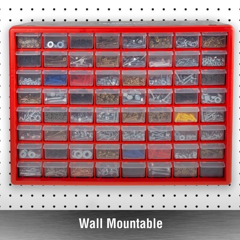 64 Drawer Storage Organizer Plastic Bins Wall Mount Tool Craft Storage Desktop