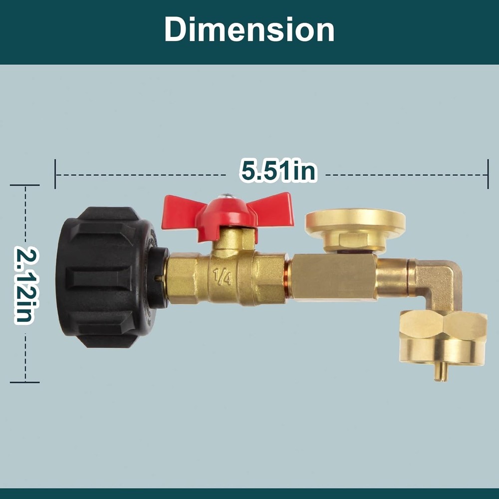 Propane Refill Adapter, Fill 1 Pound Bottles from 20lb Tank, Solid Brass