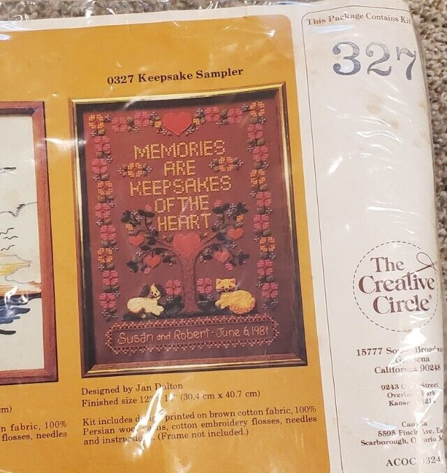 Vintage The Creative Circle 327 Keepsake Sampler Memories Kit
