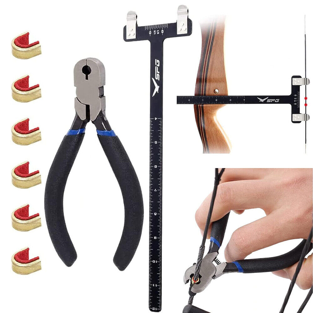 Archery Bow Adjustment Set String Nocking Pliers T Shape Turning Square Ruler